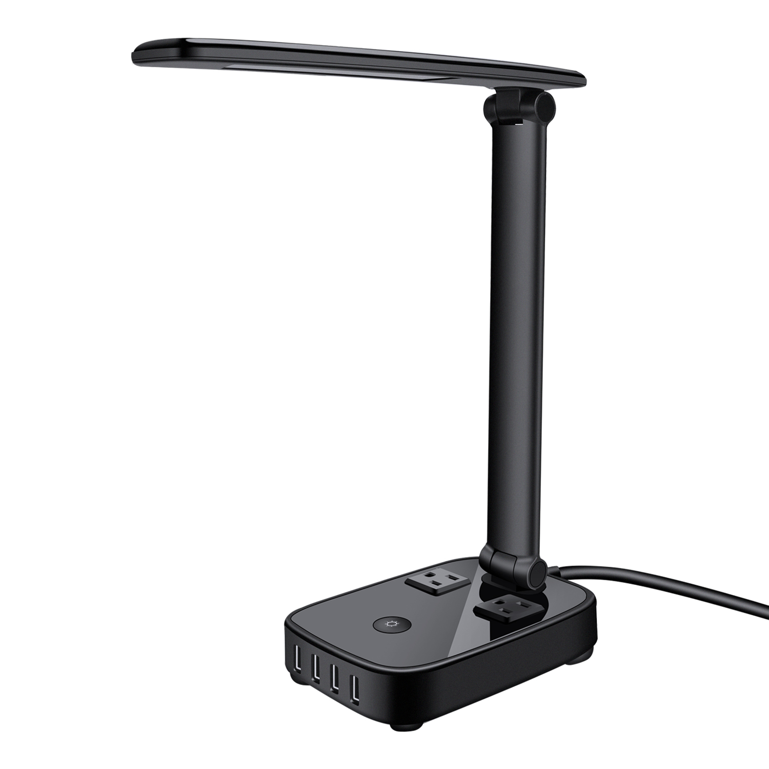 LED Desk Lamp Light w/ 4 USB Charging Port & 2 AC Power Outlet Eye